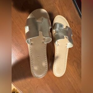 Women's Gold Slide Sandals